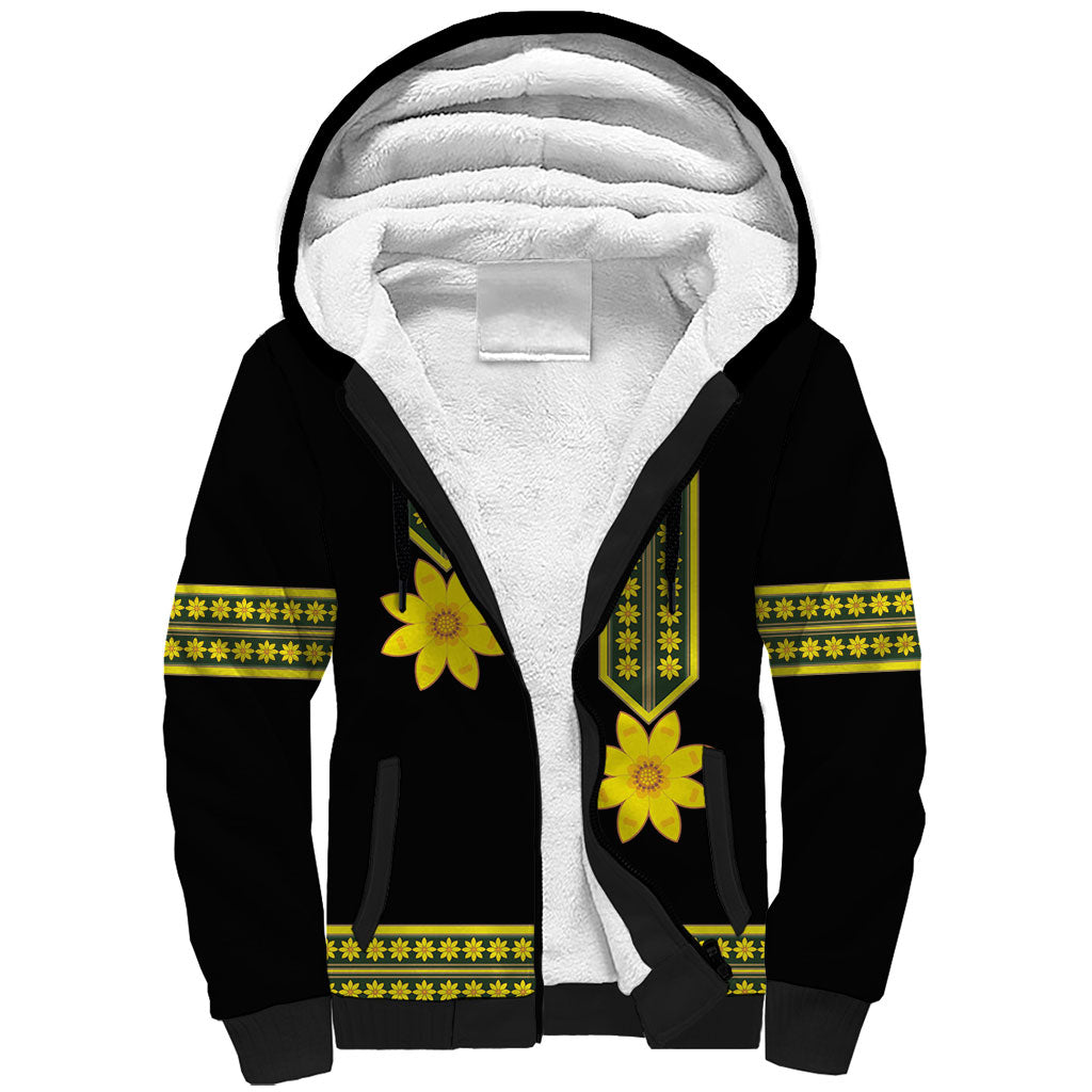 Ethiopian Enkutatash Sherpa Hoodie Black Adey Flower Tilet Habesha Inspired