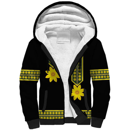 Ethiopian Enkutatash Sherpa Hoodie Black Adey Flower Tilet Habesha Inspired