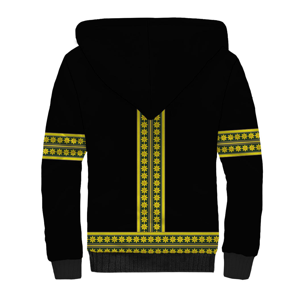 Ethiopian Enkutatash Sherpa Hoodie Black Adey Flower Tilet Habesha Inspired