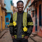 Ethiopian Enkutatash Sleeve Zip Bomber Jacket Black Adey Flower Tilet Habesha Inspired