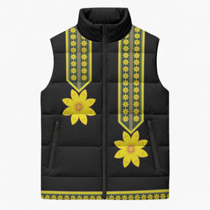 Ethiopian Enkutatash Sleeveless Puffer Jacket Black Adey Flower Tilet Habesha Inspired