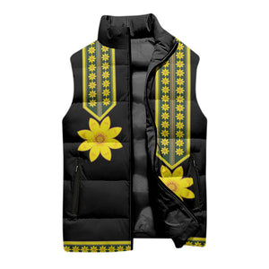 Ethiopian Enkutatash Sleeveless Puffer Jacket Black Adey Flower Tilet Habesha Inspired