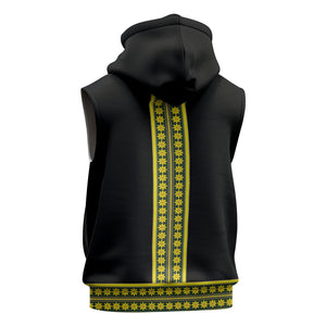 Ethiopian Enkutatash Sleeveless Zip Hoodie Black Adey Flower Tilet Habesha Inspired