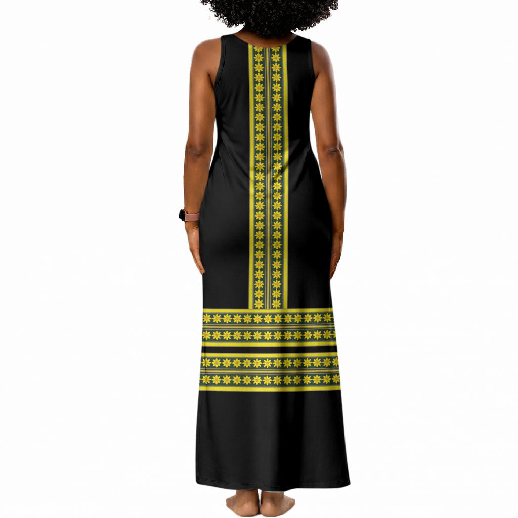 Ethiopian Enkutatash Tank Maxi Dress Black Adey Flower Tilet Habesha Inspired