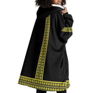 Ethiopian Enkutatash Wearable Blanket Hoodie Black Adey Flower Tilet Habesha Inspired