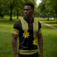 Ethiopian Enkutatash Zipper Polo Shirt Black Adey Flower Tilet Habesha Inspired