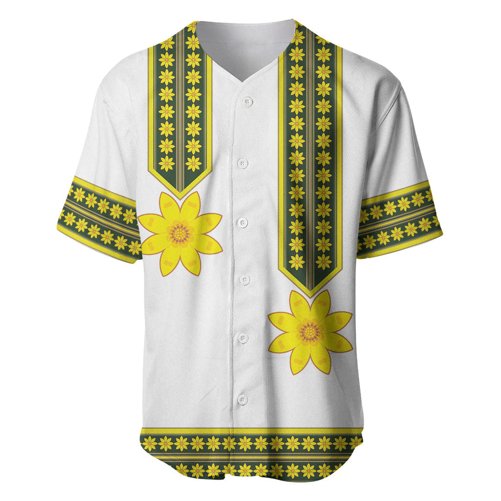 Ethiopian Enkutatash Baseball Jersey White Adey Flower Tilet Habesha Inspired