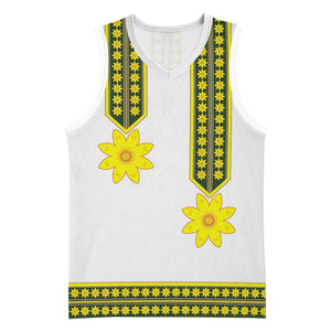 Ethiopian Enkutatash Basketball Jersey White Adey Flower Tilet Habesha Inspired