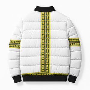 Ethiopian Enkutatash Bomber Puffer Jacket White Adey Flower Tilet Habesha Inspired