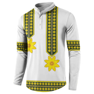 Ethiopian Enkutatash Button Sweatshirt White Adey Flower Tilet Habesha Inspired