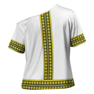Ethiopian Enkutatash Cross Shoulder Shirt White Adey Flower Tilet Habesha Inspired