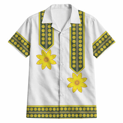 Ethiopian Enkutatash Hawaiian Shirt White Adey Flower Tilet Habesha Inspired