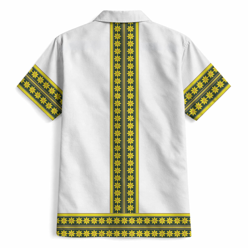 Ethiopian Enkutatash Hawaiian Shirt White Adey Flower Tilet Habesha Inspired