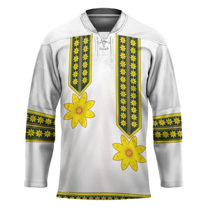 Ethiopian Enkutatash Hockey Jersey White Adey Flower Tilet Habesha Inspired