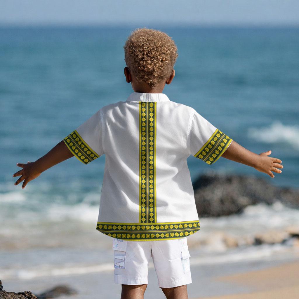 Ethiopian Enkutatash Kid Hawaiian Shirt White Adey Flower Tilet Habesha Inspired