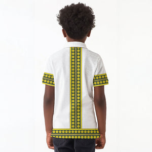 Ethiopian Enkutatash Kid Polo Shirt White Adey Flower Tilet Habesha Inspired