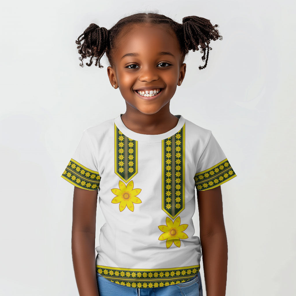 Ethiopian Enkutatash Kid T shirt White Adey Flower Tilet Habesha Inspired