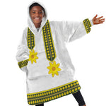 Ethiopian Enkutatash Kid Wearable Blanket Hoodie White Adey Flower Tilet Habesha Inspired