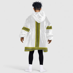 Ethiopian Enkutatash Kid Wearable Blanket Hoodie White Adey Flower Tilet Habesha Inspired