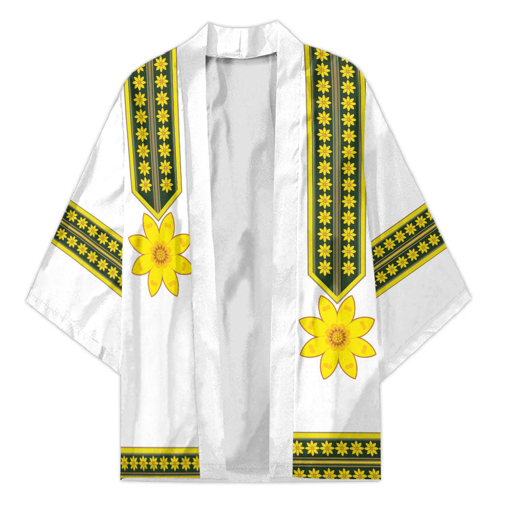Ethiopian Enkutatash Kimono White Adey Flower Tilet Habesha Inspired