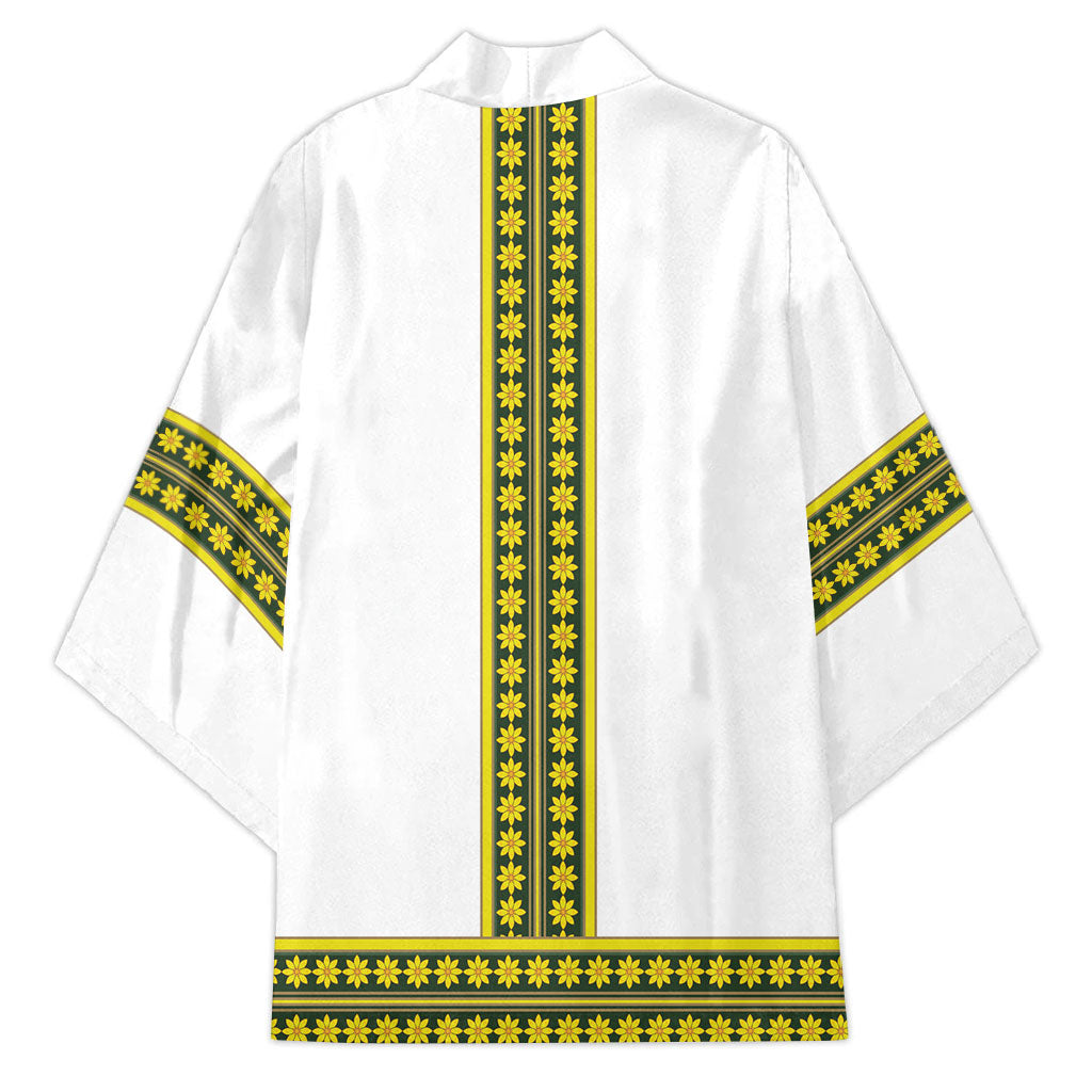 Ethiopian Enkutatash Kimono White Adey Flower Tilet Habesha Inspired
