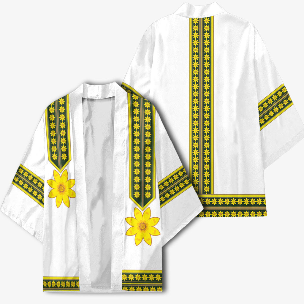 Ethiopian Enkutatash Kimono White Adey Flower Tilet Habesha Inspired
