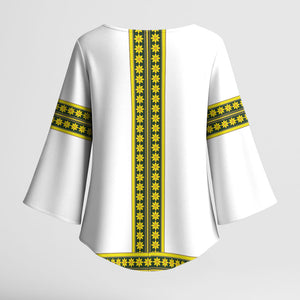 Ethiopian Enkutatash Kimono Sleeve Blouse White Adey Flower Tilet Habesha Inspired