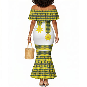 Ethiopian Enkutatash Mermaid Dress White Adey Flower Tilet Habesha Inspired