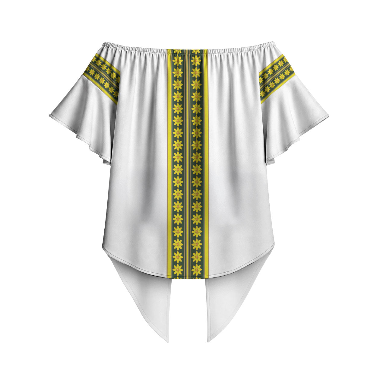 Ethiopian Enkutatash Off Shoulder Wrap Waist Top White Adey Flower Tilet Habesha Inspired