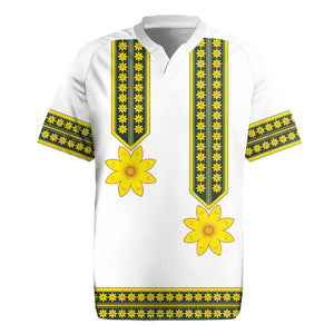 Ethiopian Enkutatash Rugby Jersey White Adey Flower Tilet Habesha Inspired