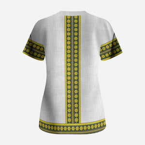 Ethiopian Enkutatash Scrub Top White Adey Flower Tilet Habesha Inspired