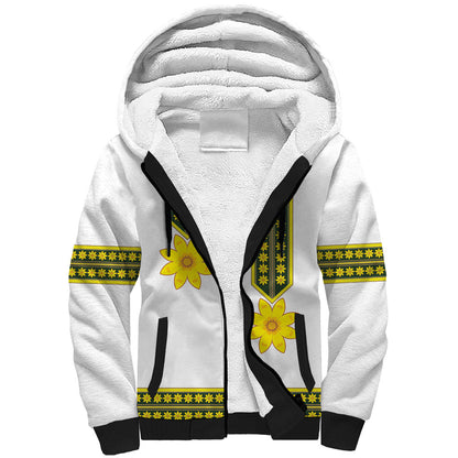 Ethiopian Enkutatash Sherpa Hoodie White Adey Flower Tilet Habesha Inspired
