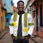 Ethiopian Enkutatash Sleeve Zip Bomber Jacket White Adey Flower Tilet Habesha Inspired