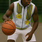 Ethiopian Enkutatash Sleeveless Zip Hoodie White Adey Flower Tilet Habesha Inspired