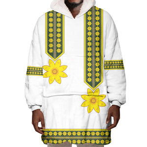 Ethiopian Enkutatash Wearable Blanket Hoodie White Adey Flower Tilet Habesha Inspired
