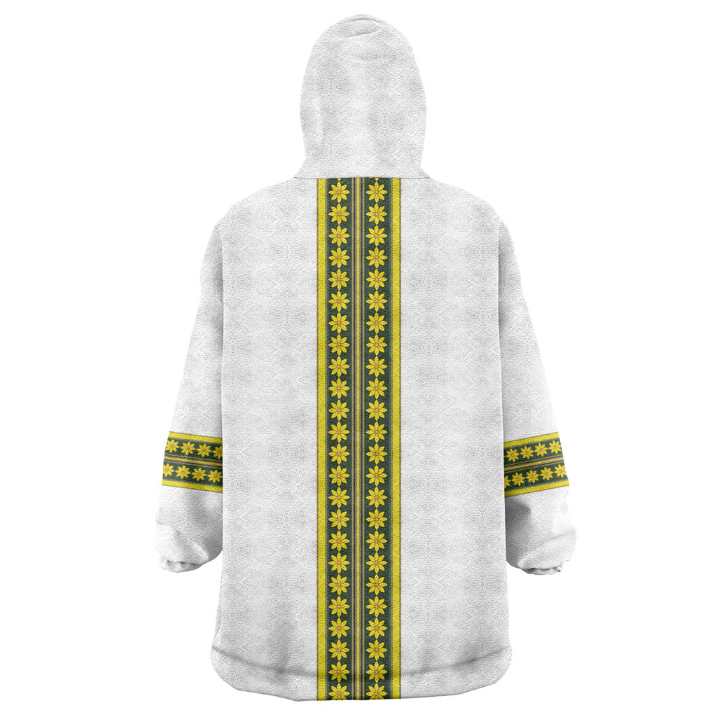 Ethiopian Enkutatash Wearable Blanket Hoodie White Adey Flower Tilet Habesha Inspired