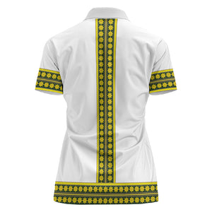 Ethiopian Enkutatash Women Polo Shirt White Adey Flower Tilet Habesha Inspired