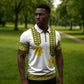 Ethiopian Enkutatash Zipper Polo Shirt White Adey Flower Tilet Habesha Inspired