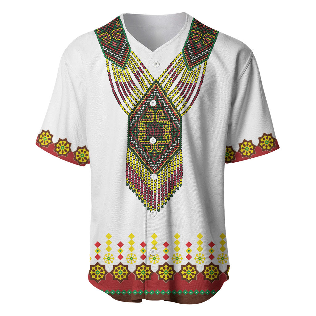 Ethiopian Enkutatash Personalized Baseball Jersey Traditional Habesha Glass D'va Necklace Inspired