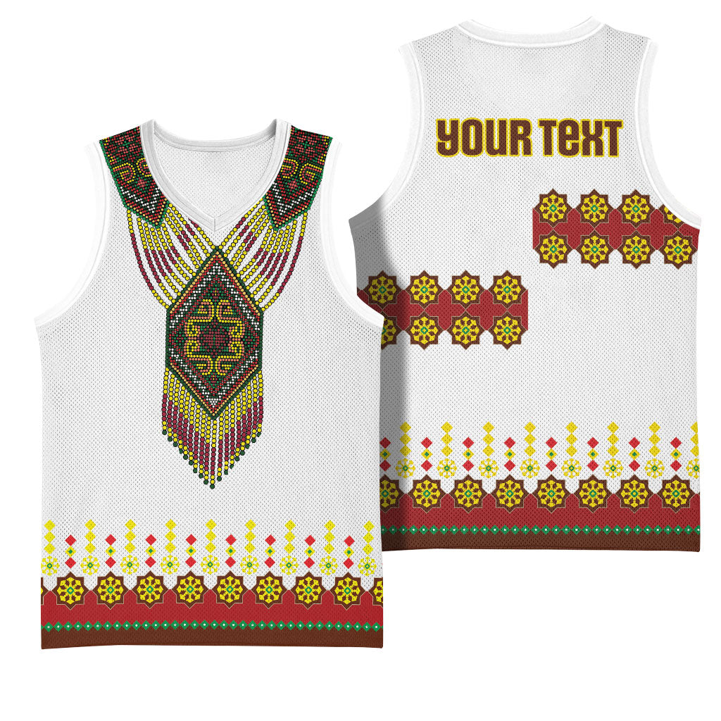 Ethiopian Enkutatash Personalized Basketball Jersey Traditional Habesha Glass D'va Necklace Inspired