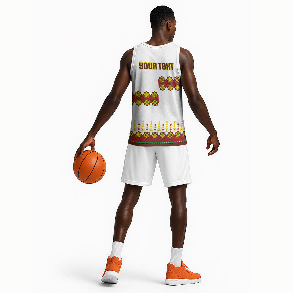 Ethiopian Enkutatash Personalized Basketball Jersey Traditional Habesha Glass D'va Necklace Inspired