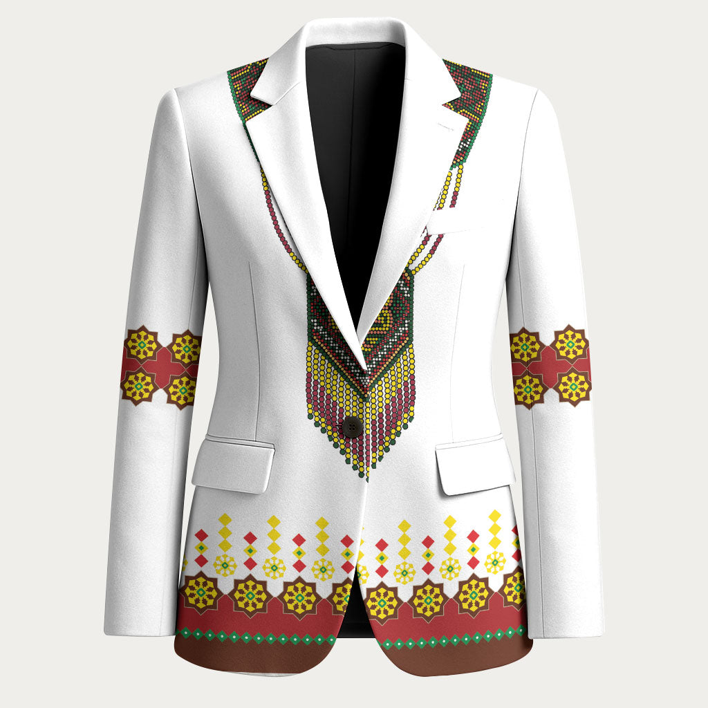 Ethiopian Enkutatash Personalized Blazer Traditional Habesha Glass D'va Necklace Inspired