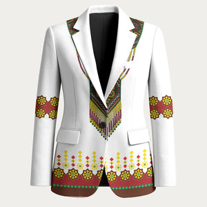 Ethiopian Enkutatash Personalized Blazer Traditional Habesha Glass D'va Necklace Inspired