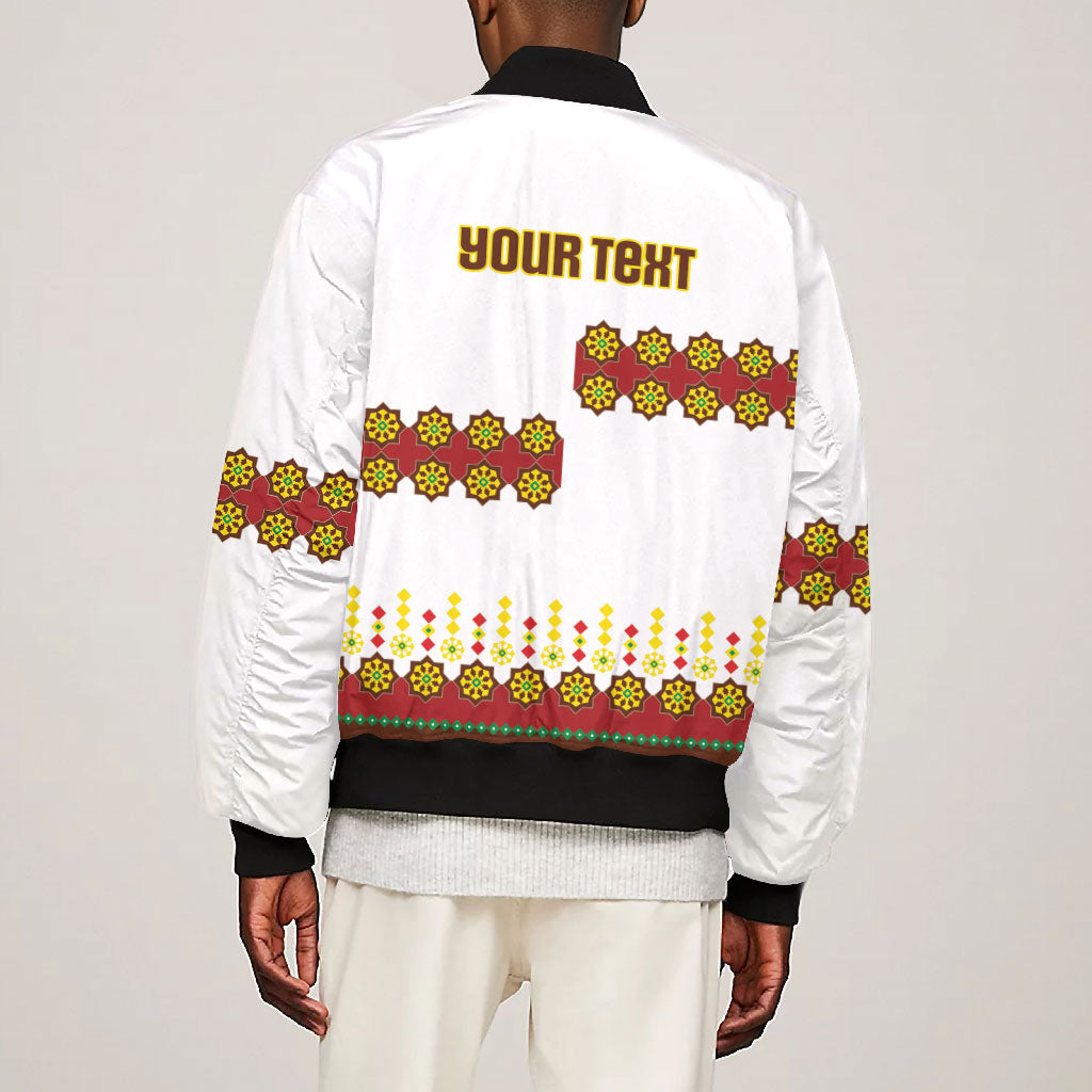 Ethiopian Enkutatash Personalized Bomber Jacket Traditional Habesha Glass D'va Necklace Inspired