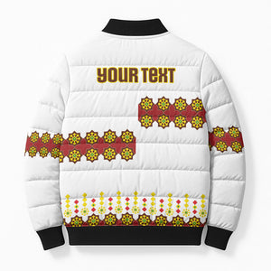 Ethiopian Enkutatash Personalized Bomber Puffer Jacket Traditional Habesha Glass D'va Necklace Inspired