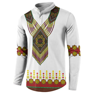 Ethiopian Enkutatash Personalized Button Sweatshirt Traditional Habesha Glass D'va Necklace Inspired