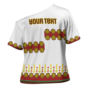 Ethiopian Enkutatash Personalized Cross Shoulder Shirt Traditional Habesha Glass D'va Necklace Inspired