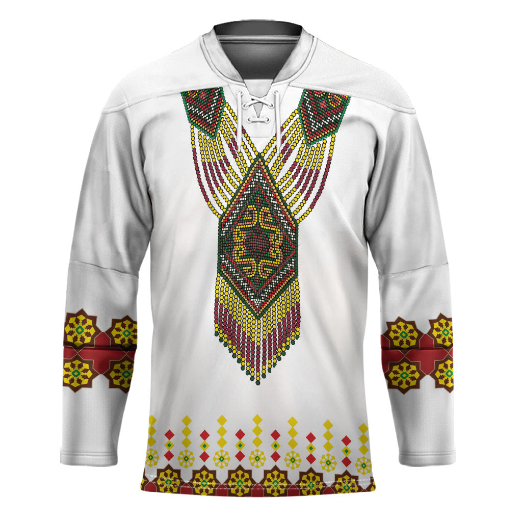 Ethiopian Enkutatash Personalized Hockey Jersey Traditional Habesha Glass D'va Necklace Inspired