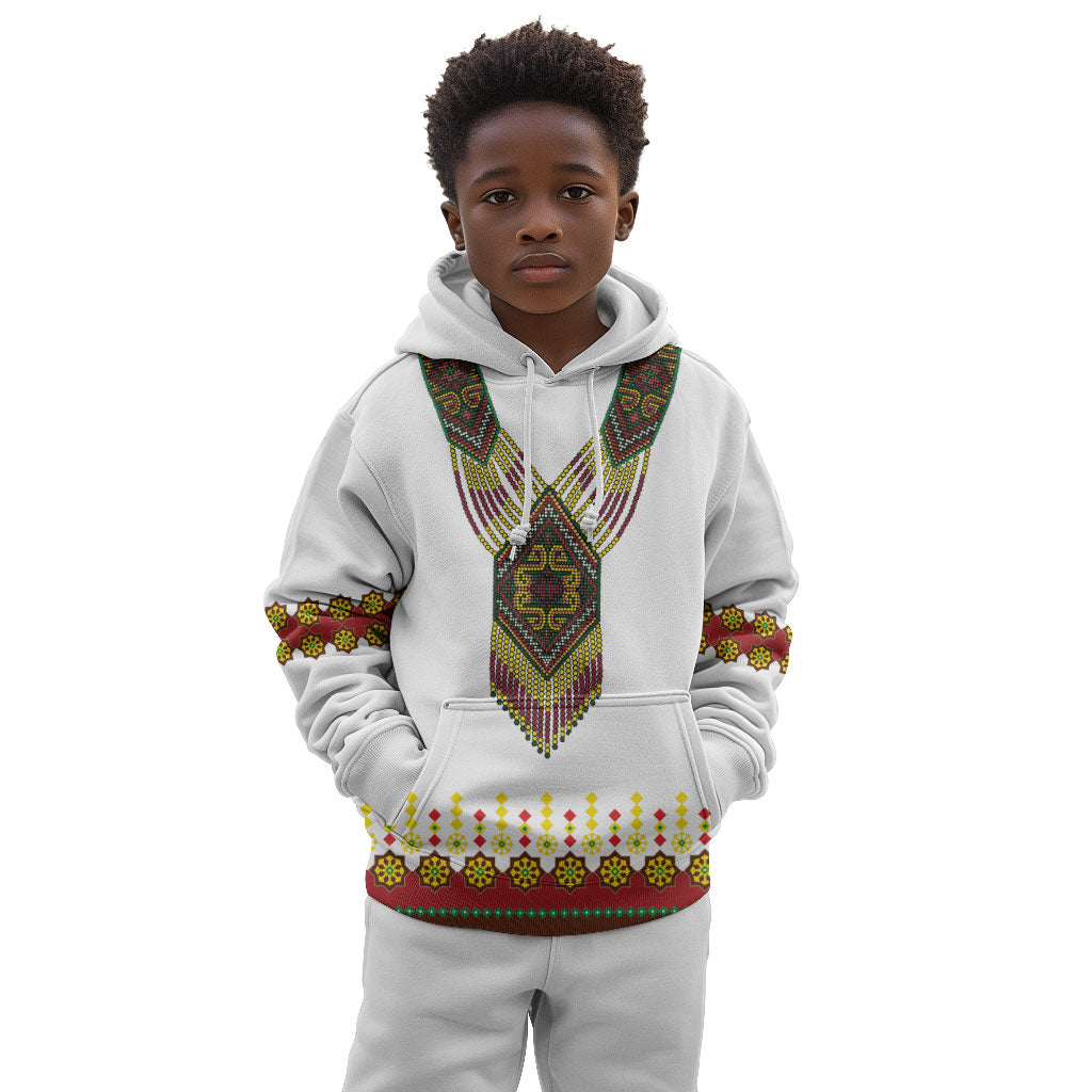 Ethiopian Enkutatash Personalized Kid Hoodie Traditional Habesha Glass D'va Necklace Inspired