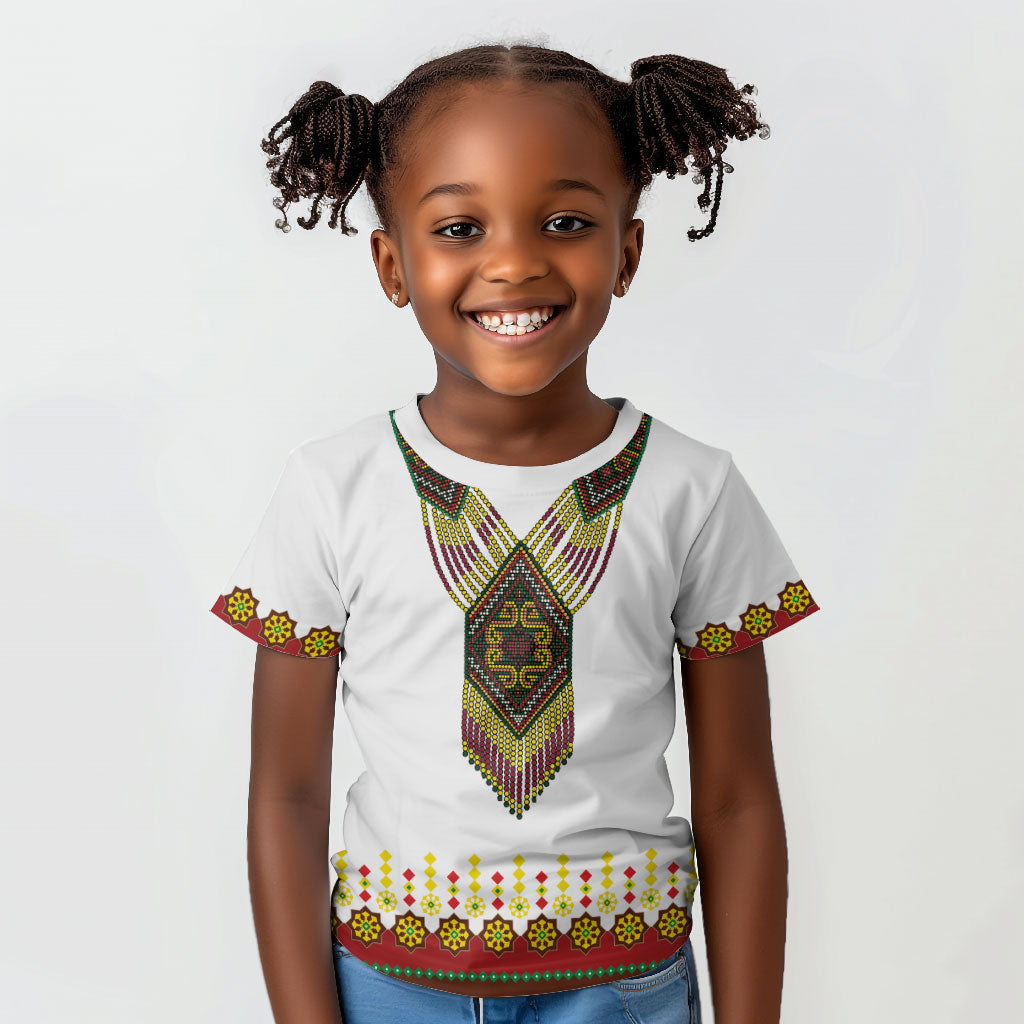 Ethiopian Enkutatash Personalized Kid T shirt Traditional Habesha Glass D'va Necklace Inspired